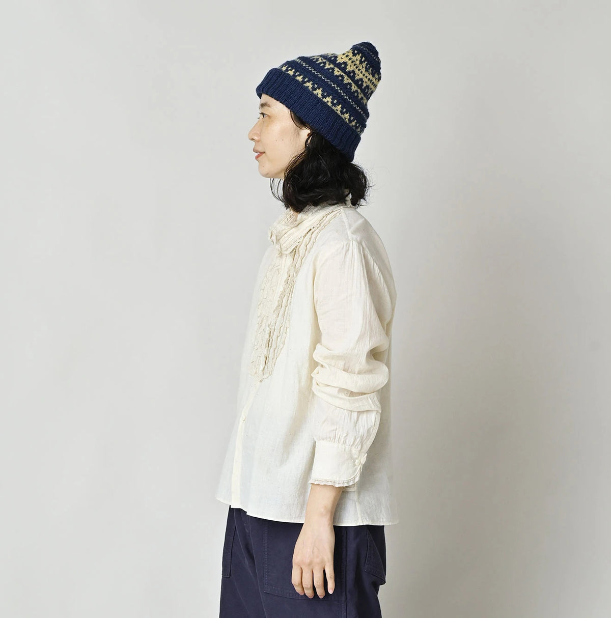 Indian Khadi Stand Collar Square Blouse