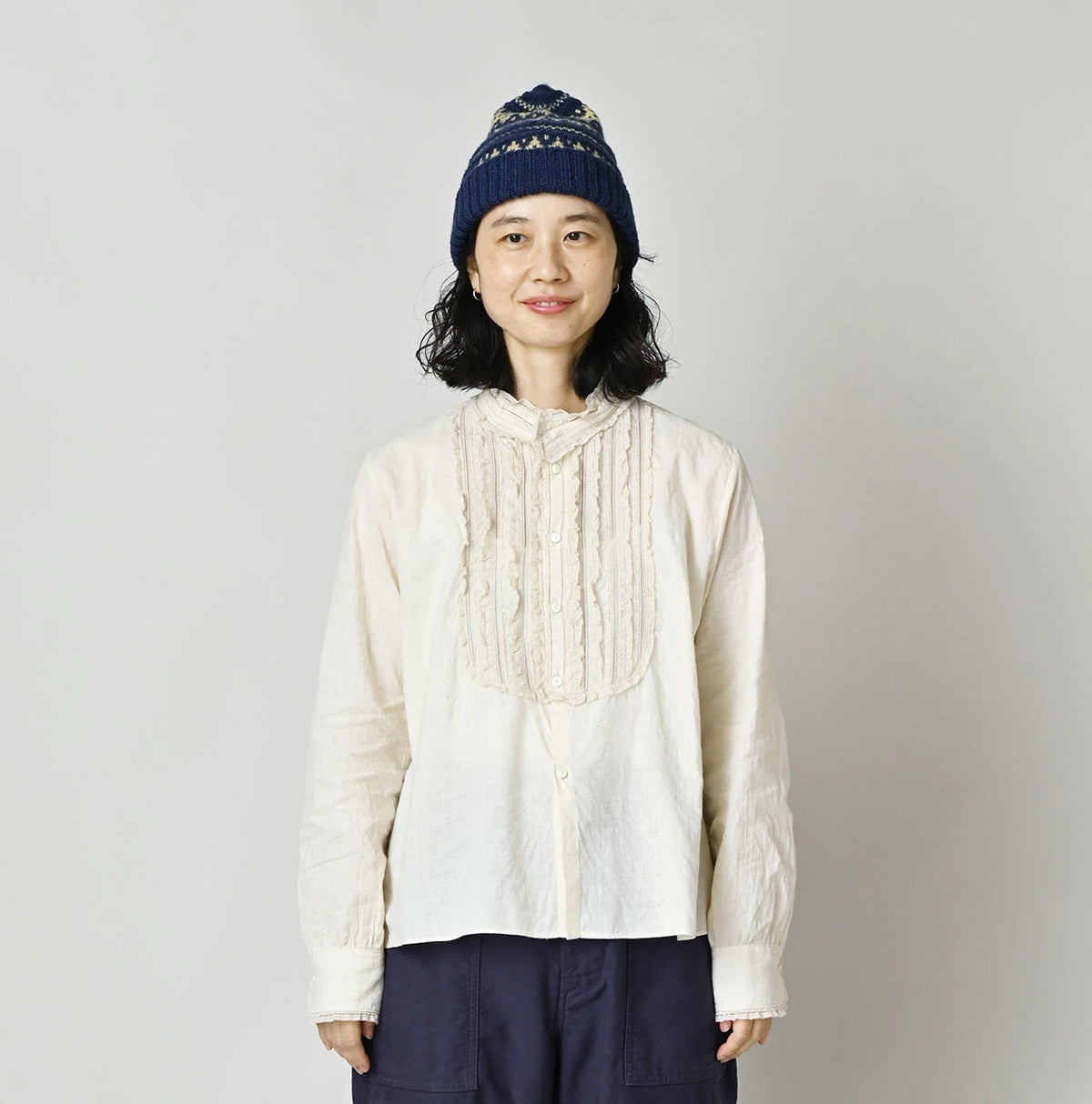 Indian Khadi Stand Collar Square Blouse