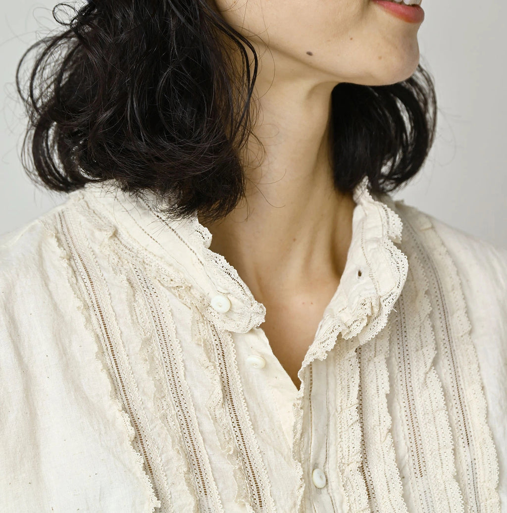 Indian Khadi Stand Collar Square Blouse