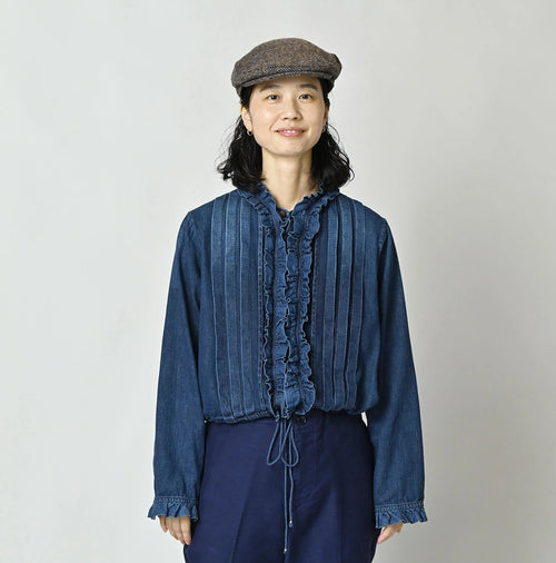 45 Petit Denim Frill Talula Blouse Distressed