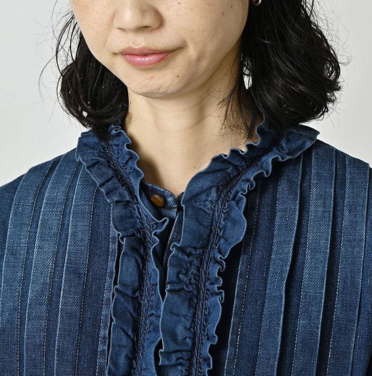 45 Petit Denim Frill Talula Blouse Distressed