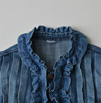 45 Petit Denim Frill Talula Blouse Distressed