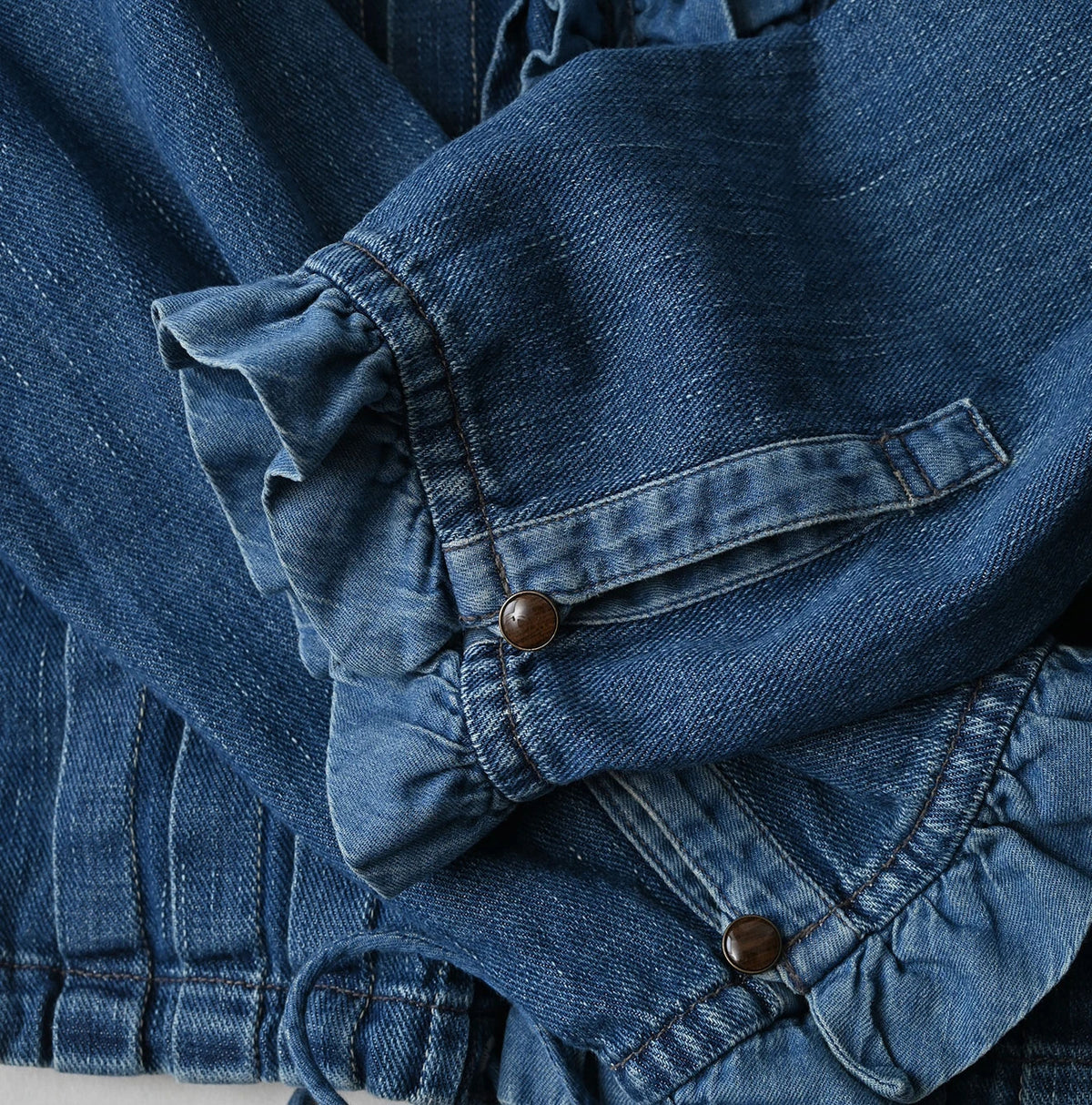 45 Petit Denim Frill Talula Blouse Distressed