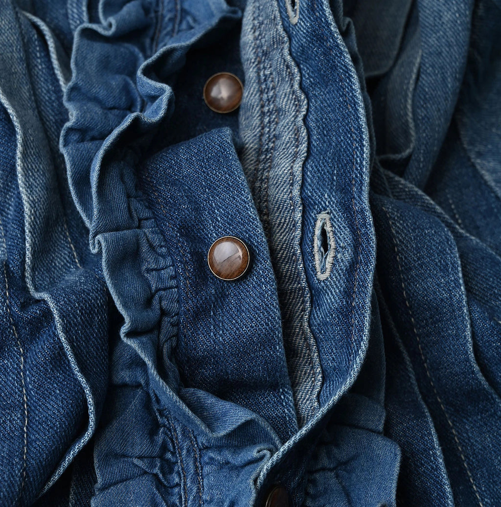 45 Petit Denim Frill Talula Blouse Distressed
