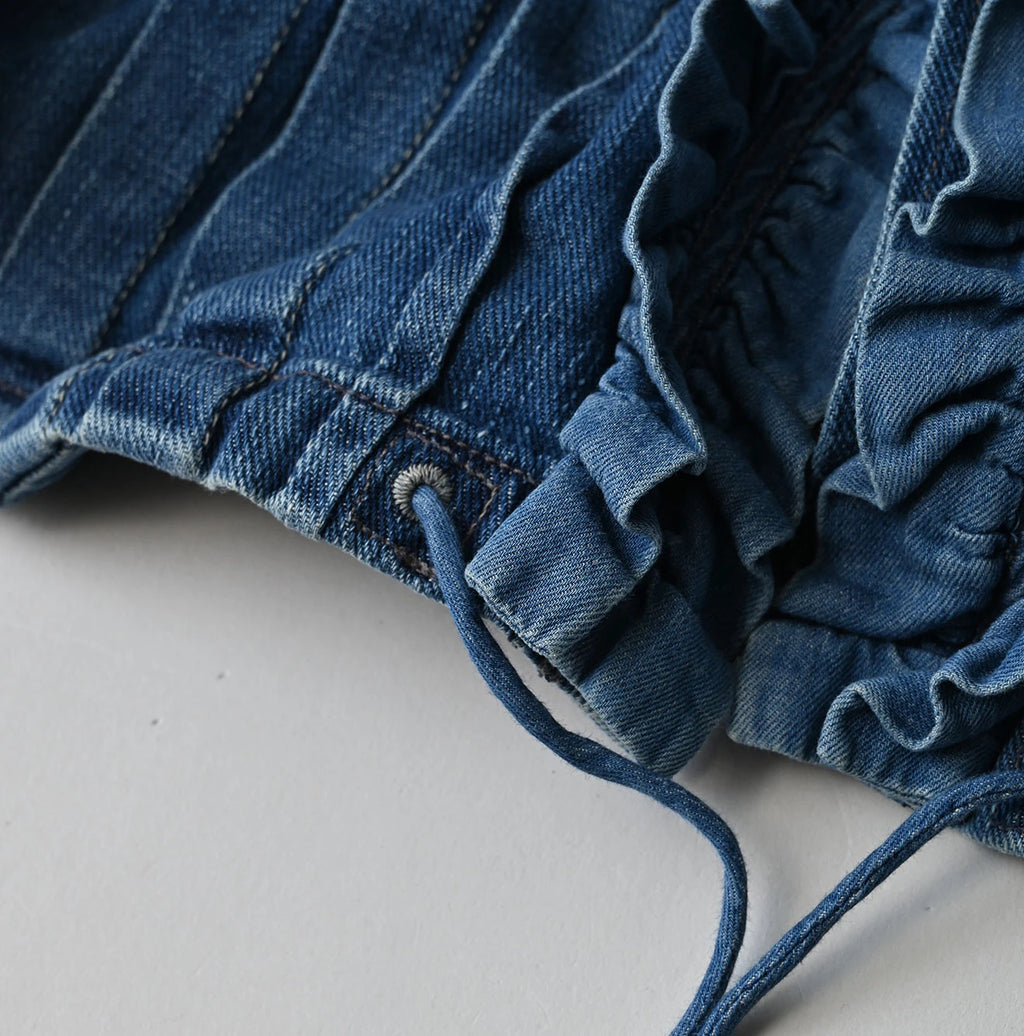 45 Petit Denim Frill Talula Blouse Distressed