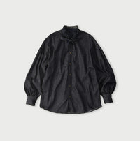 45 Petit Denim Long-Sleeve Bow-Tie Coupé Shirt Nou