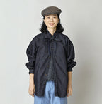 45 Petit Denim Long-Sleeve Bow-Tie Coupé Shirt Nou