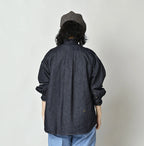 45 Petit Denim Long-Sleeve Bow-Tie Coupé Shirt Nou