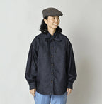 45 Petit Denim Long-Sleeve Bow-Tie Coupé Shirt Nou