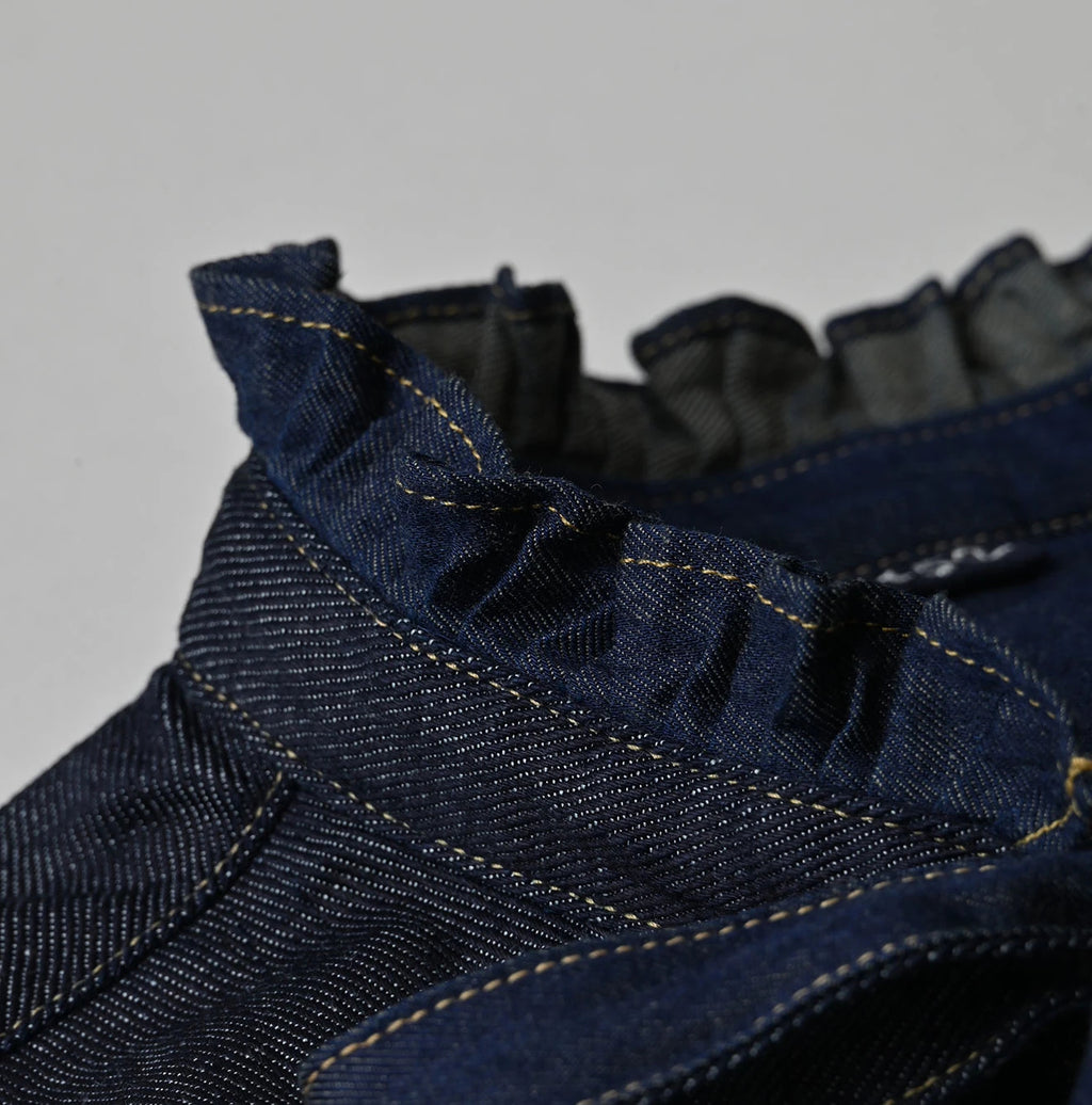 45 Petit Denim Long-Sleeve Bow-Tie Coupé Shirt Nou