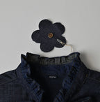 45 Petit Denim Long-Sleeve Bow-Tie Coupé Shirt Nou