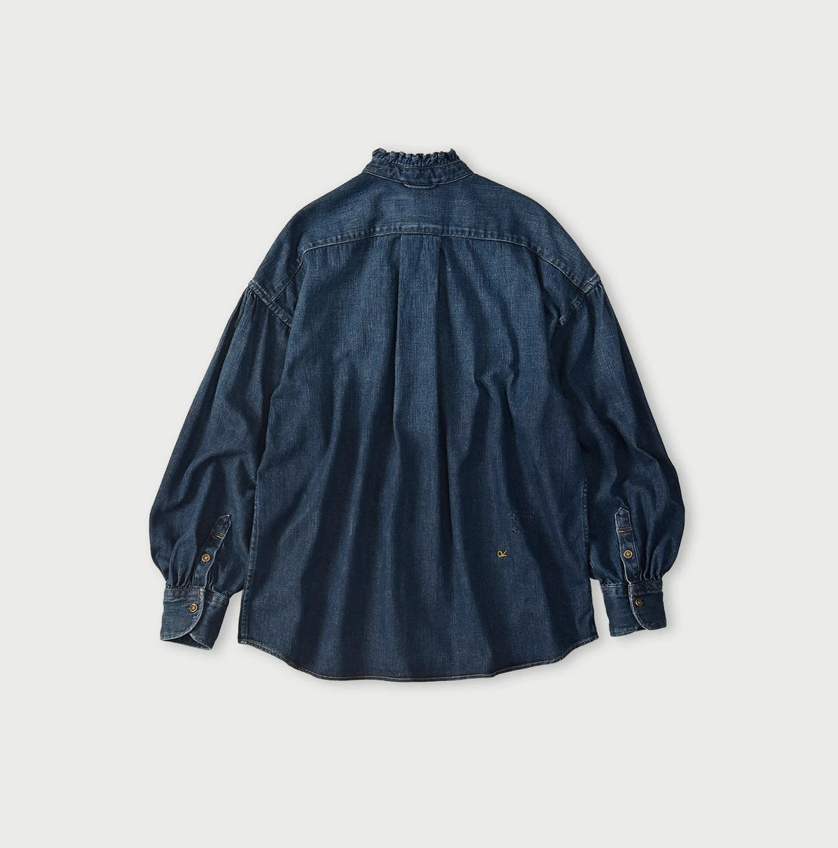 45 Petit Denim Long-Sleeve Bow-Tie Coupé Shirt DIstressed