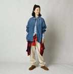 45 Petit Denim Long-Sleeve Bow-Tie Coupé Shirt DIstressed