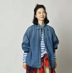 45 Petit Denim Long-Sleeve Bow-Tie Coupé Shirt DIstressed