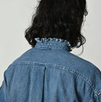 45 Petit Denim Long-Sleeve Bow-Tie Coupé Shirt DIstressed