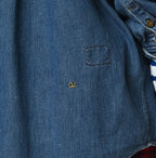 45 Petit Denim Long-Sleeve Bow-Tie Coupé Shirt DIstressed
