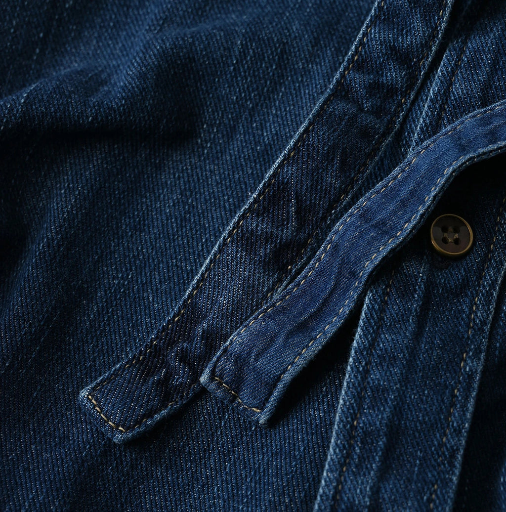 45 Petit Denim Long-Sleeve Bow-Tie Coupé Shirt DIstressed