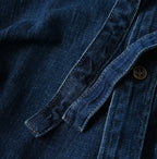 45 Petit Denim Long-Sleeve Bow-Tie Coupé Shirt DIstressed