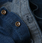45 Petit Denim Long-Sleeve Bow-Tie Coupé Shirt DIstressed