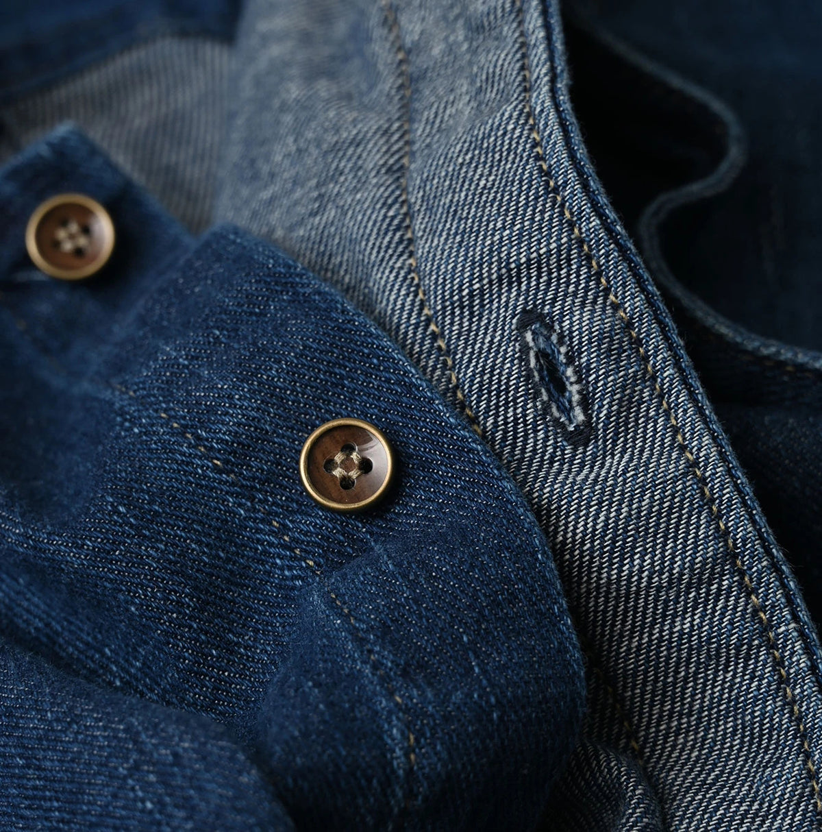 45 Petit Denim Long-Sleeve Bow-Tie Coupé Shirt DIstressed
