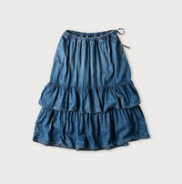 45 Petit Denim Tiered Frill Petit Skirt Distressed