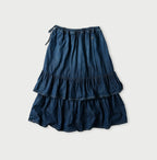 45 Petit Denim Tiered Frill Petit Skirt Distressed Back