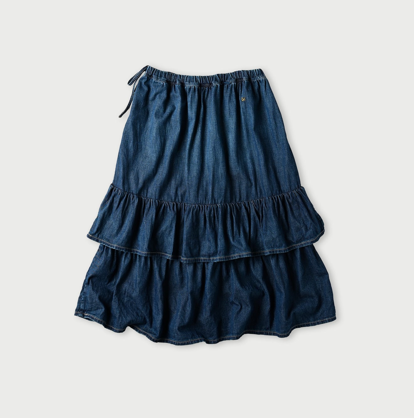 45 Petit Denim Tiered Frill Petit Skirt Distressed Back