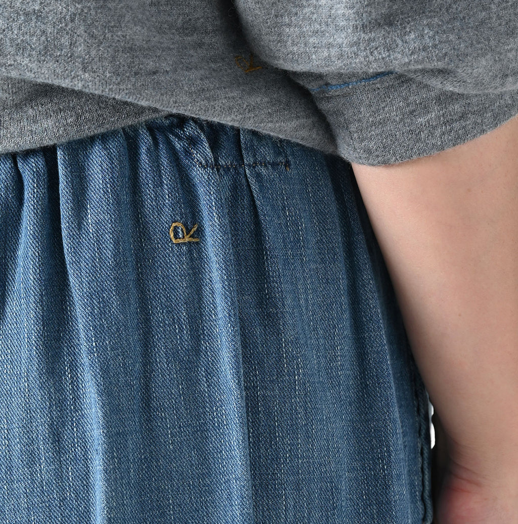 45 Petit Denim Tiered Frill Petit Skirt Distressed Detail