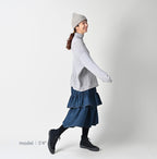 45 Petit Denim Tiered Frill Petit Skirt Distressed Female Model