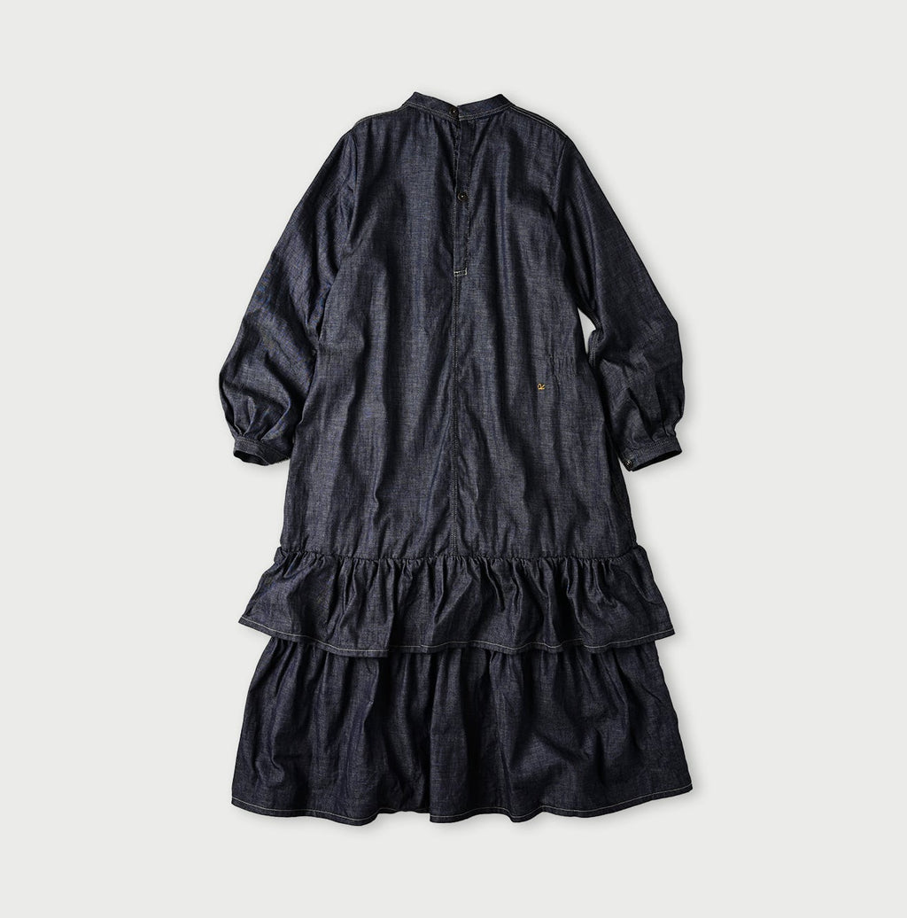 45 Petit Denim Tiered Frill Dress Back