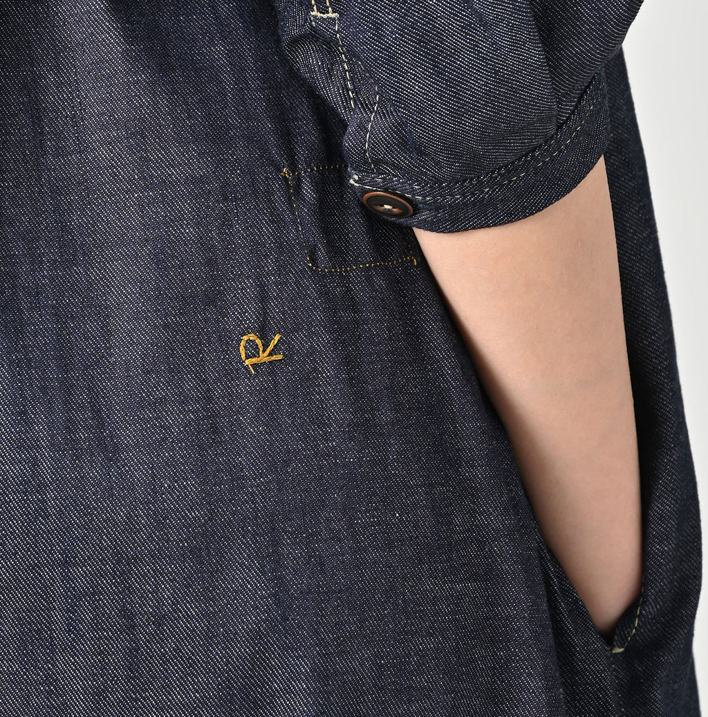 45 Petit Denim Tiered Frill Dress Detail