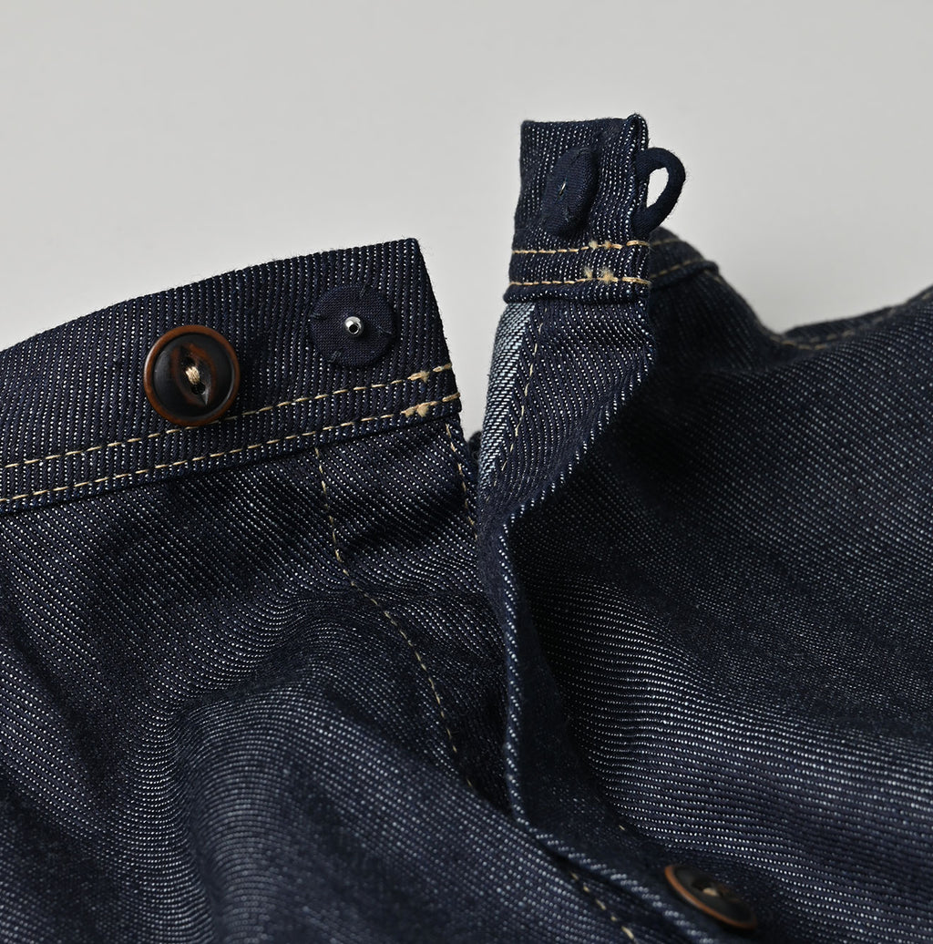 45 Petit Denim Tiered Frill Dress Detail