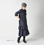 45 Petit Denim Tiered Frill Dress Female Model
