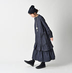 45 Petit Denim Tiered Frill Dress Female Model