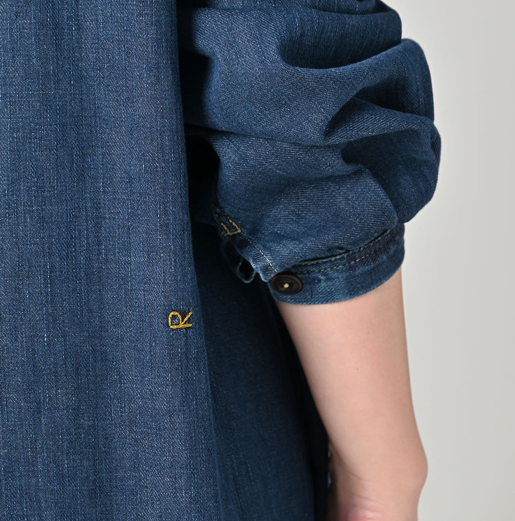 45 Petit Denim Tiered Frill Dress Distressed Detail