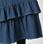 45 Petit Denim Tiered Frill Dress Distressed Detail