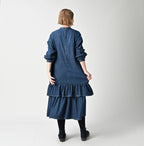 45 Petit Denim Tiered Frill Dress Distressed Female Model