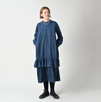 45 Petit Denim Tiered Frill Dress Distressed Female Model