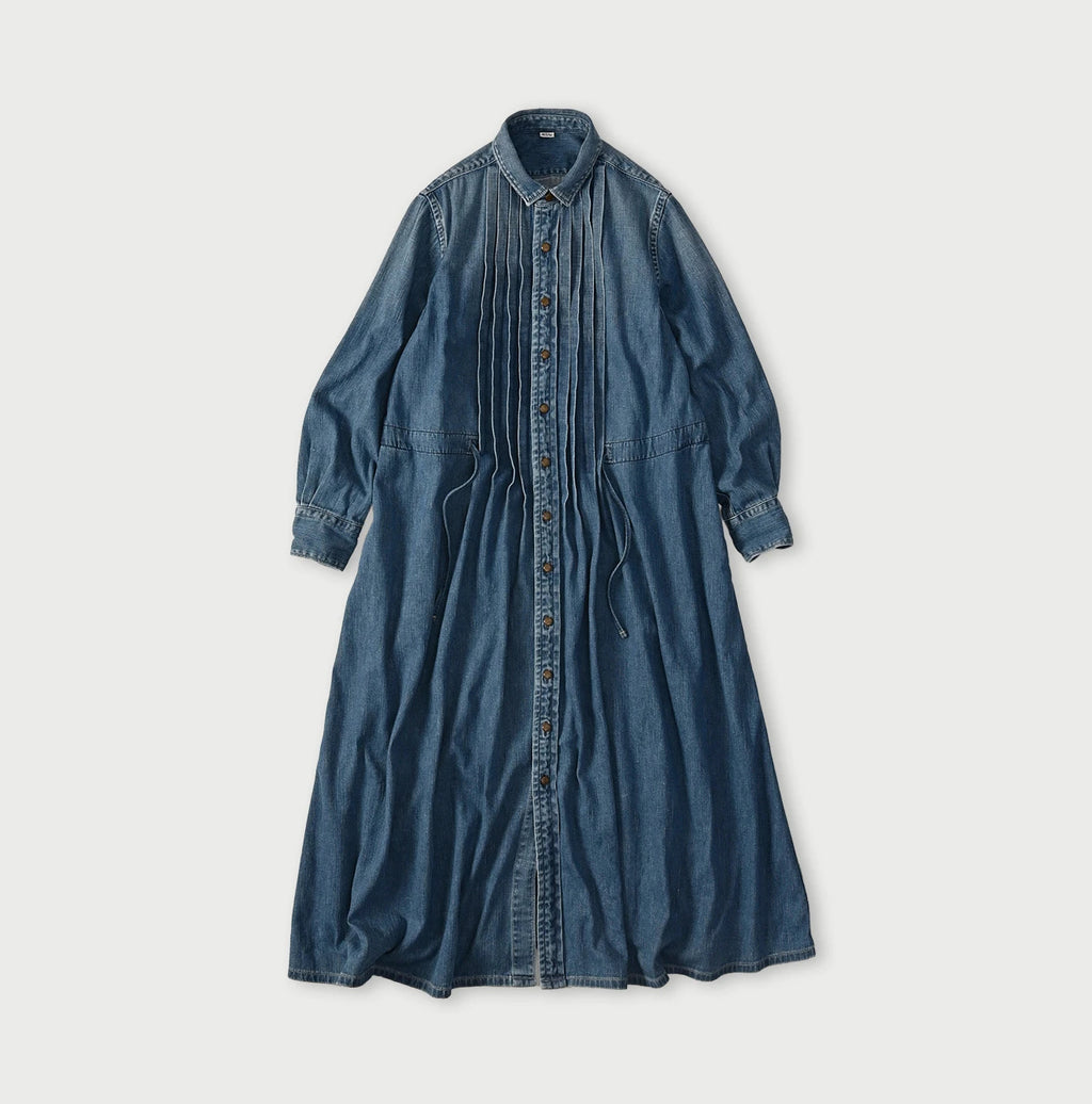 45 Petit Denim Tuck Shirt Dress Distressed