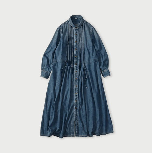 45 Petit Denim Tuck Shirt Dress Distressed