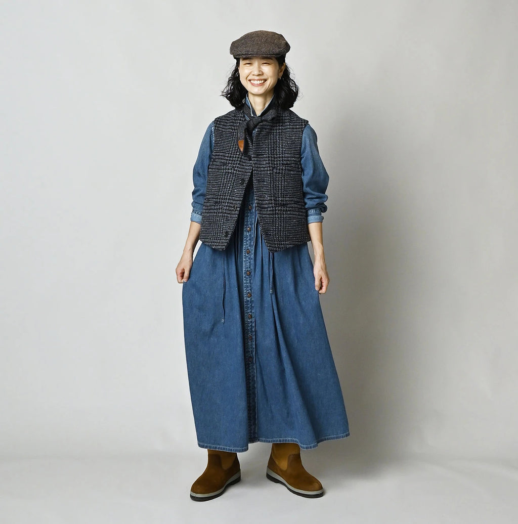 45 Petit Denim Tuck Shirt Dress Distressed