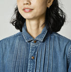 45 Petit Denim Tuck Shirt Dress Distressed