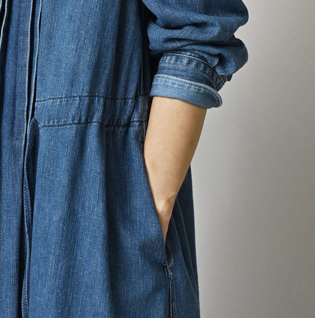 45 Petit Denim Tuck Shirt Dress Distressed