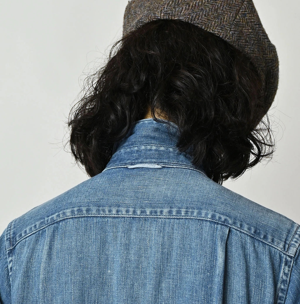 45 Petit Denim Tuck Shirt Dress Distressed