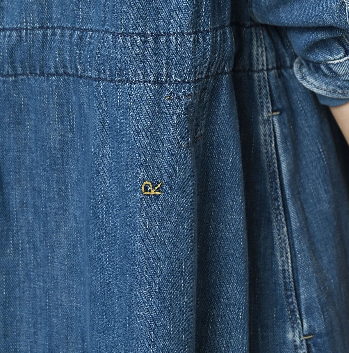45 Petit Denim Tuck Shirt Dress Distressed