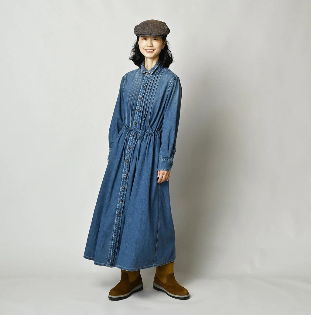 45 Petit Denim Tuck Shirt Dress Distressed
