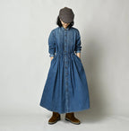 45 Petit Denim Tuck Shirt Dress Distressed