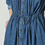 45 Petit Denim Tuck Shirt Dress Distressed