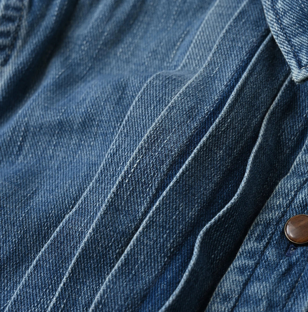 45 Petit Denim Tuck Shirt Dress Distressed