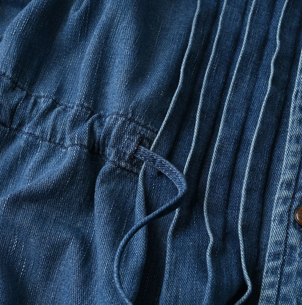 45 Petit Denim Tuck Shirt Dress Distressed
